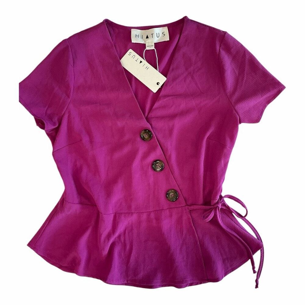 New Nordstrom Hiatus Women’s Pink Genuine Wrap Peplum Style Top Small